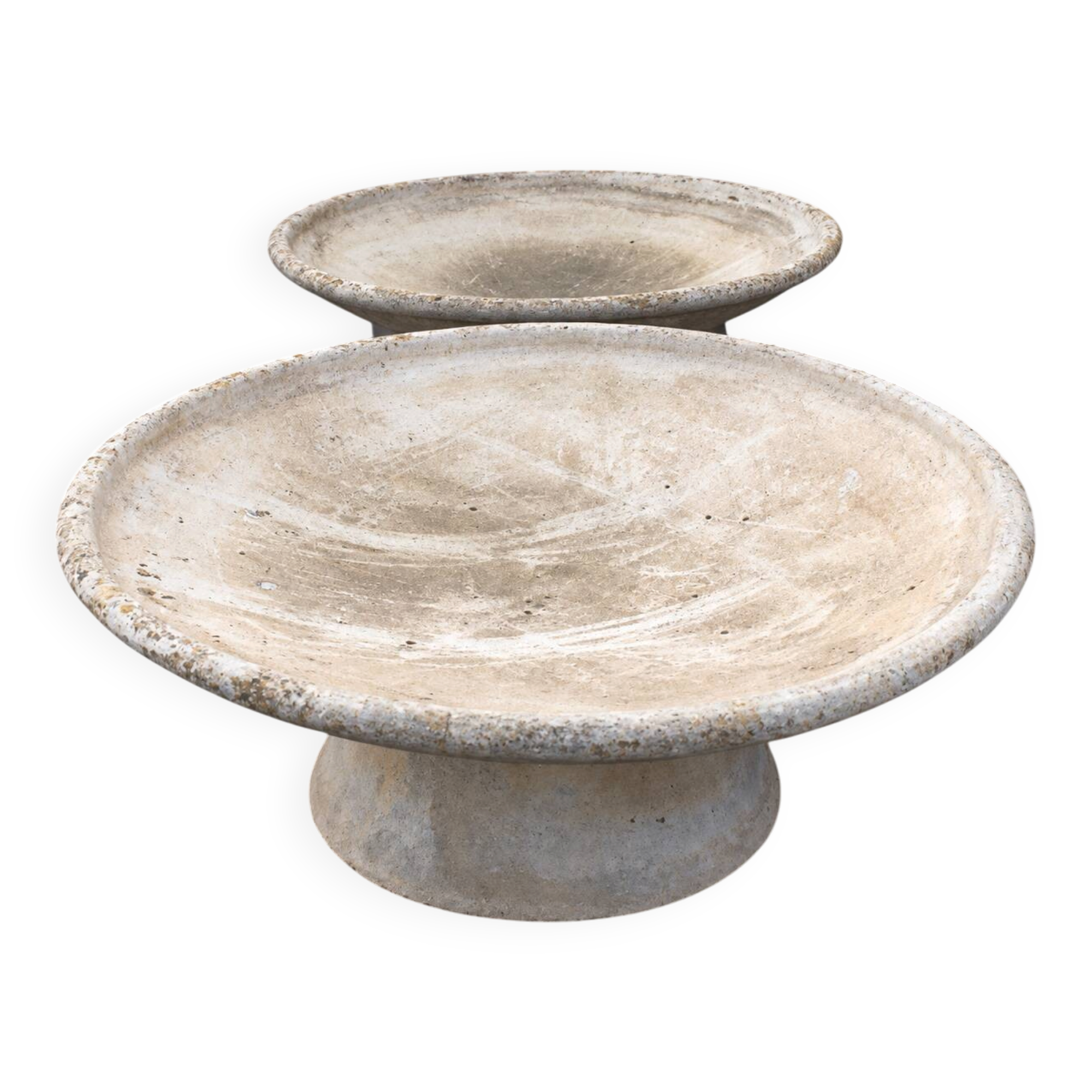 Willy Guhl for Eternit, pair of "Soucoupe" planters, model/size 97, Switzerland, circa 1960.