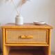 Pair of vintage rattan bedside tables from the 1970s.