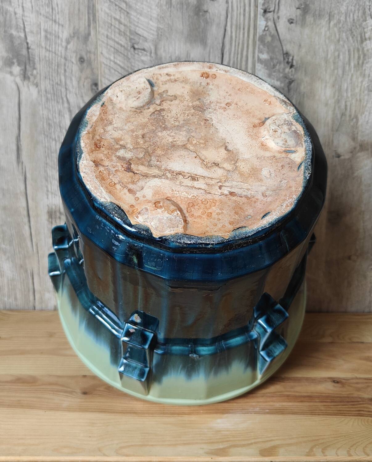 Iridescent Art Deco earthenware planter