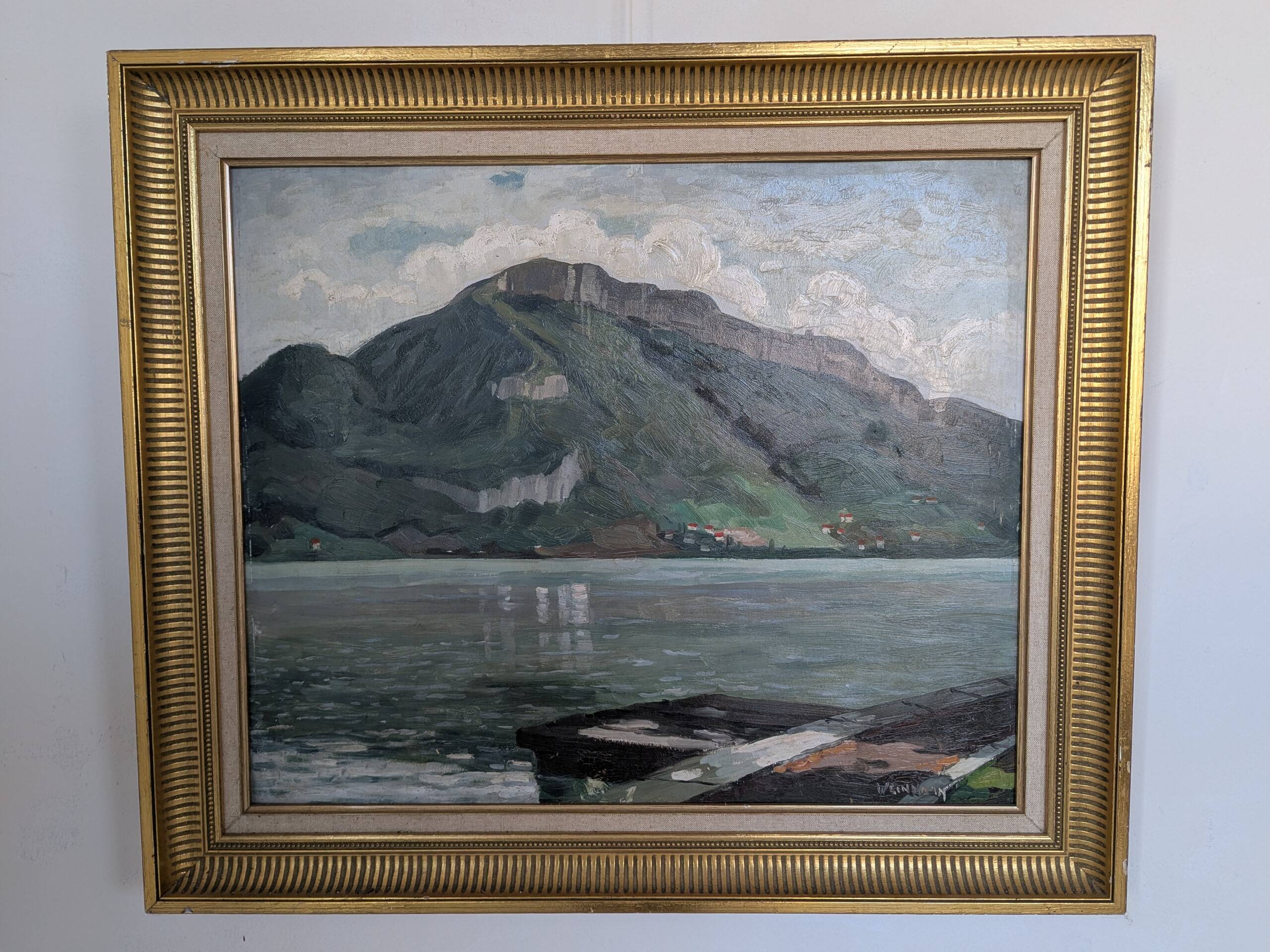 Oil on panel Mountain landscape by WEINMANN