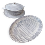 Soupière et plat niderviller modèle chatons 1950