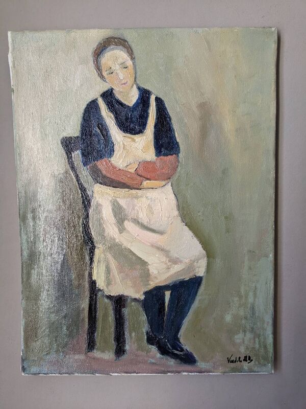 Tableau ancien acrylique sur toile décoration campagne