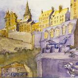 Watercolor painting St Malo signed B. Lévêque 2012