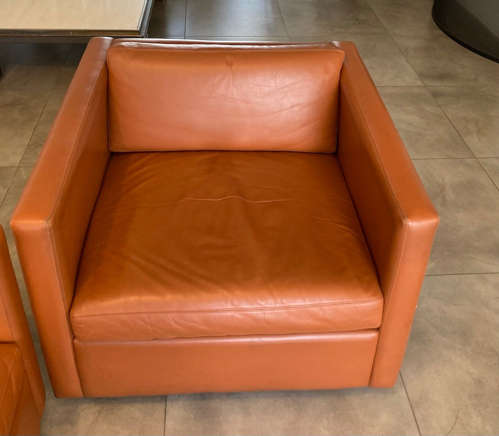 Gold leather salon by Charles Pfister for Knoll 1970