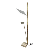 70s design floor lamp, brass and travertine, Hollywood Regency