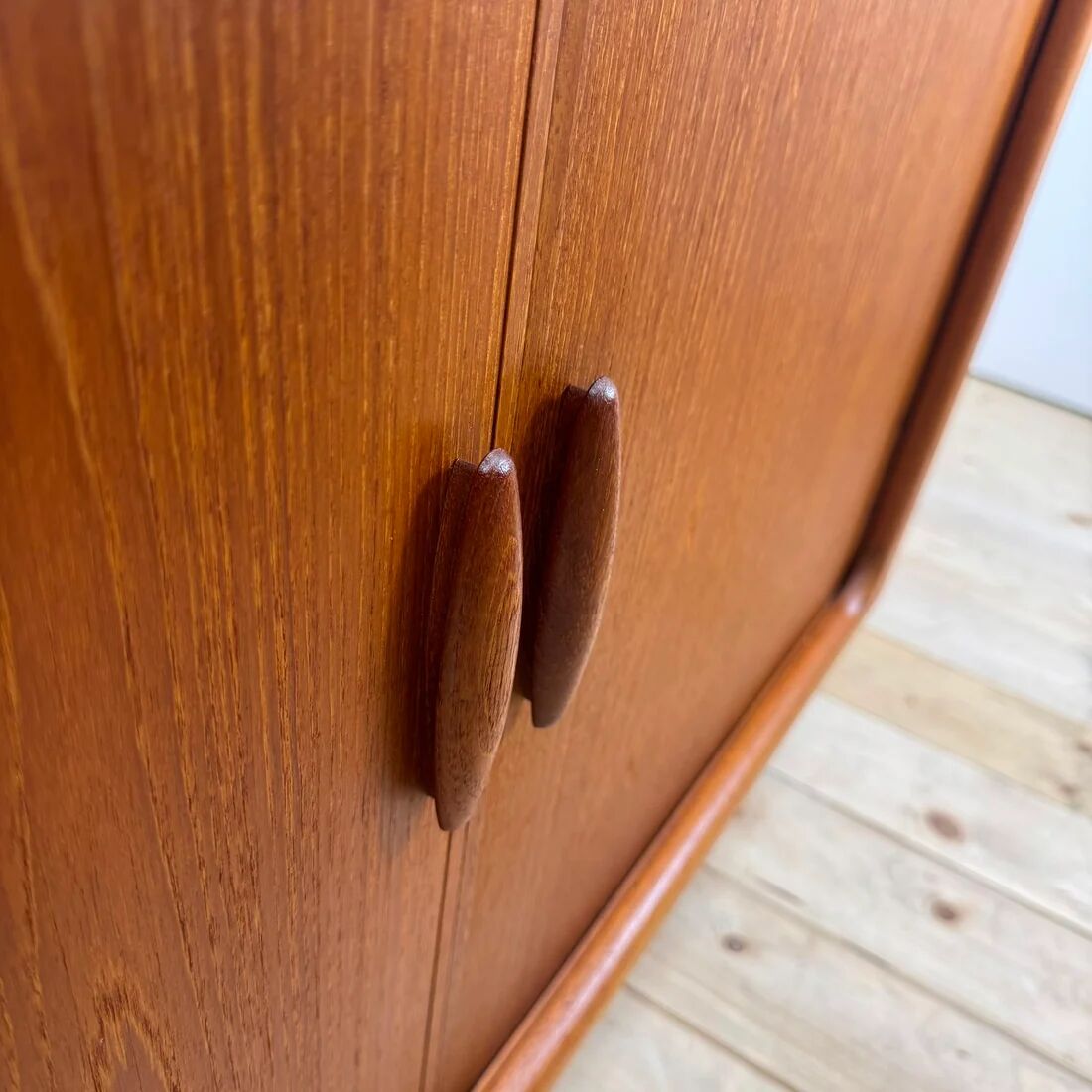 Dyrlund buffet in teak with sliding doors, Denmark 1960.