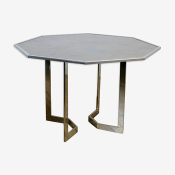 Chrome steel table and glass tray, France, circa 1970
