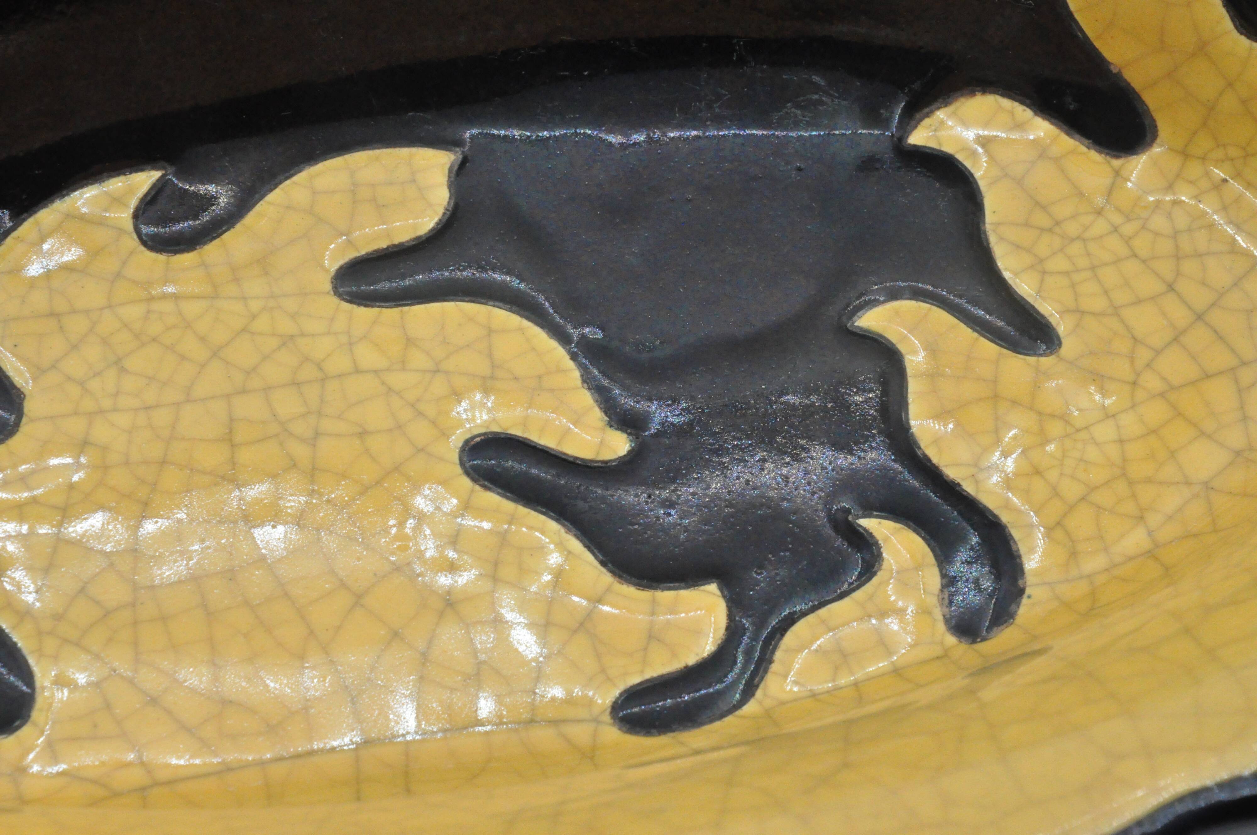 Old dish in enamels from longwy ombre et lumière collection ceramic design