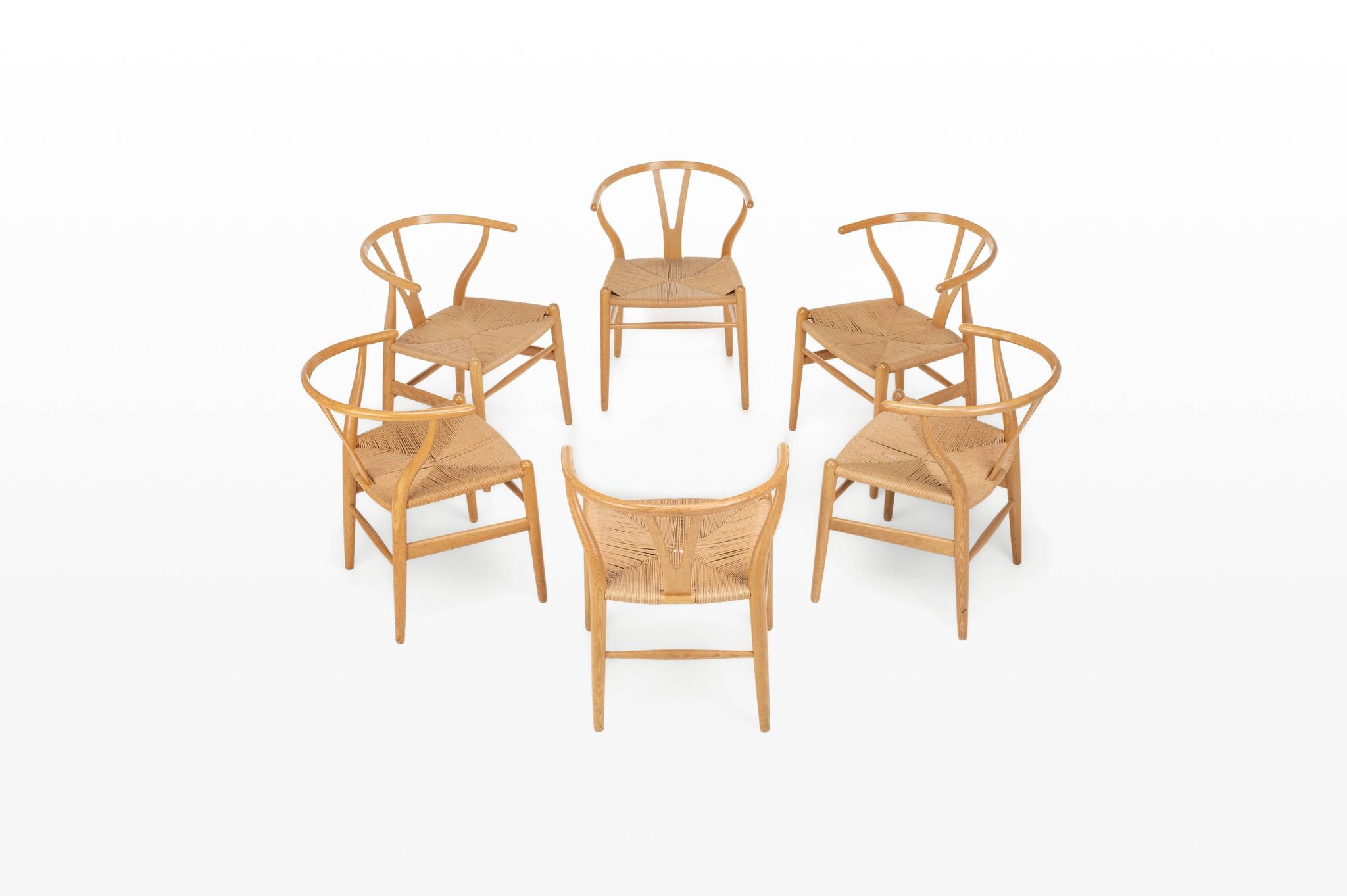 Set of 6 'CH24' wishbone dining chairs by Hans J Wegner for Carl Hansen, De