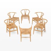 Set of 6 'CH24' wishbone dining chairs by Hans J Wegner for Carl Hansen, De