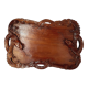 Ancient wooden tray carved with Chinese dragons around 1900