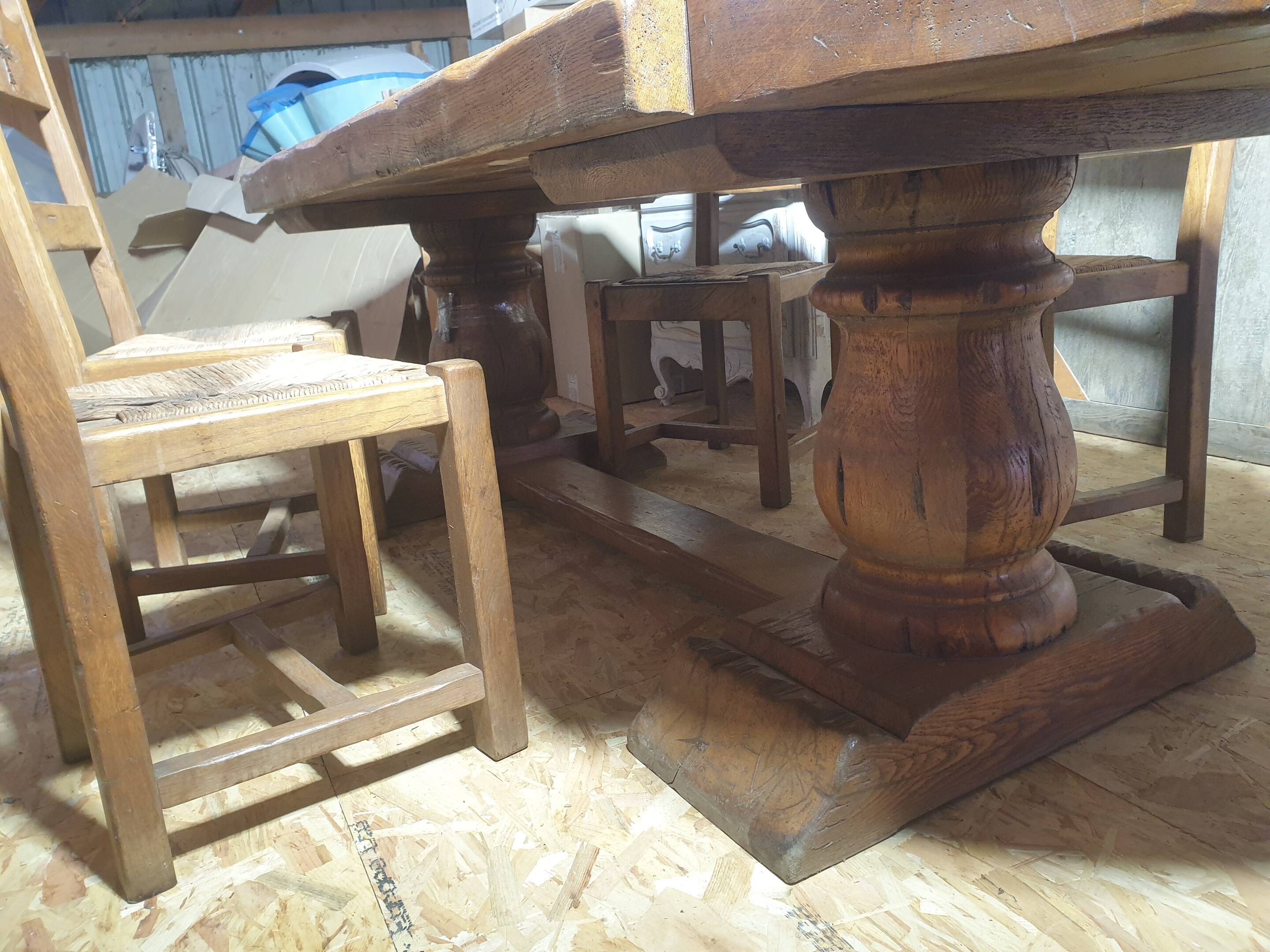 Monastery table with Occitan cross + 4 chairs - 20th century