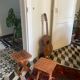 Pair of vintage folding wooden stools from Tyrol mountain