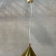 Vintage Glashütte Limburg pendant lamp – opaline and brass