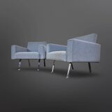 Set of 2 mid-century blue arm chairs, Germany 1950s