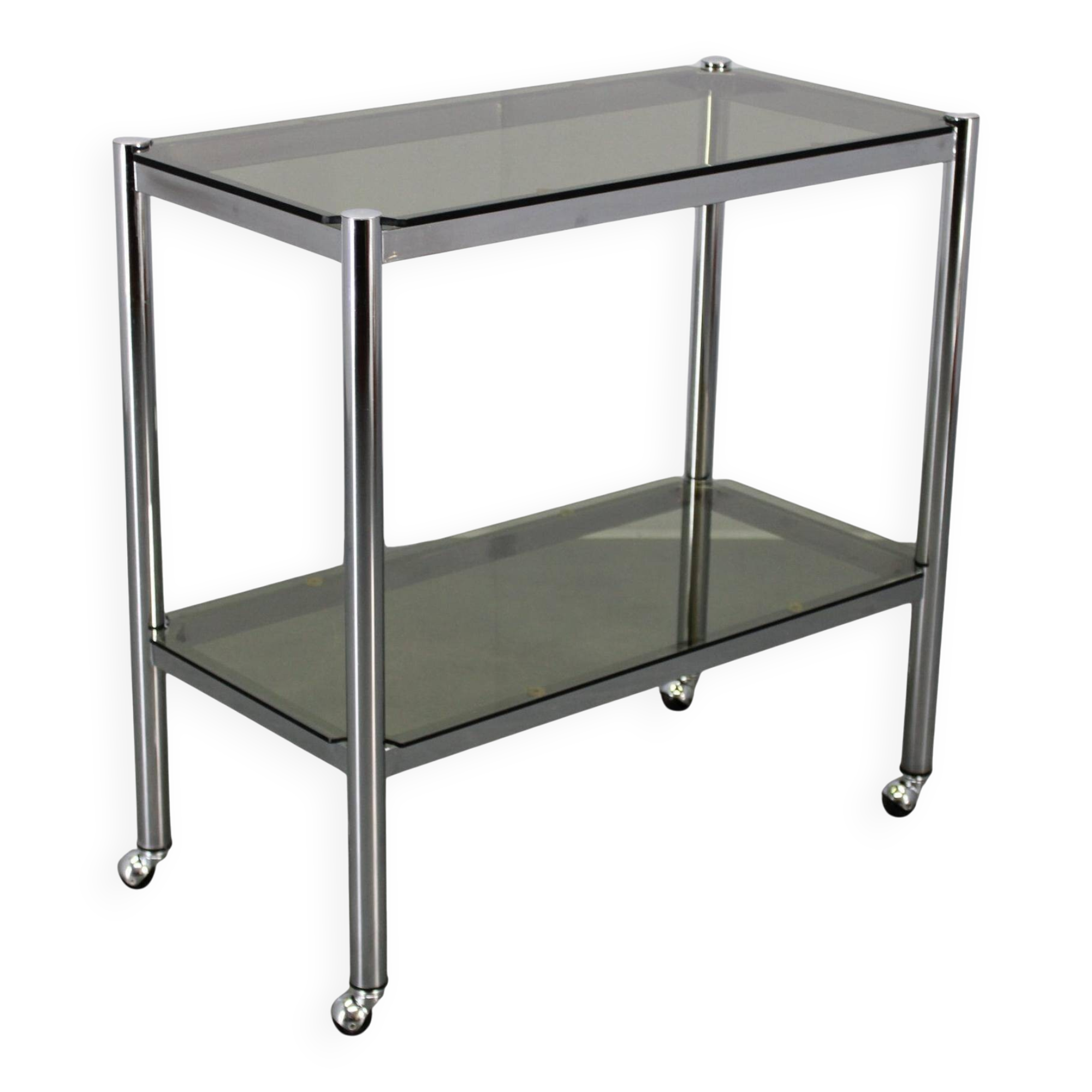 Mid-century smoked glass serving cart, Italy, 1970s