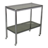 Mid-century smoked glass serving cart, Italy, 1970s
