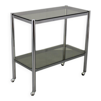 Mid-century smoked glass serving cart, Italy, 1970s