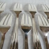 12 Vintage silver plated metal dessert forks by Saint Médard goldsmith 24 grs