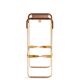 Contemporary kitchen stool, aged brass metal and cognac leather.