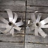 Pair of brushed steel wall lights - attr. to Jocelyne Trocmé - 1970s