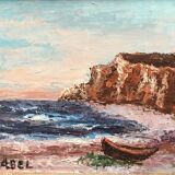 Tableau paysage mer et falaises