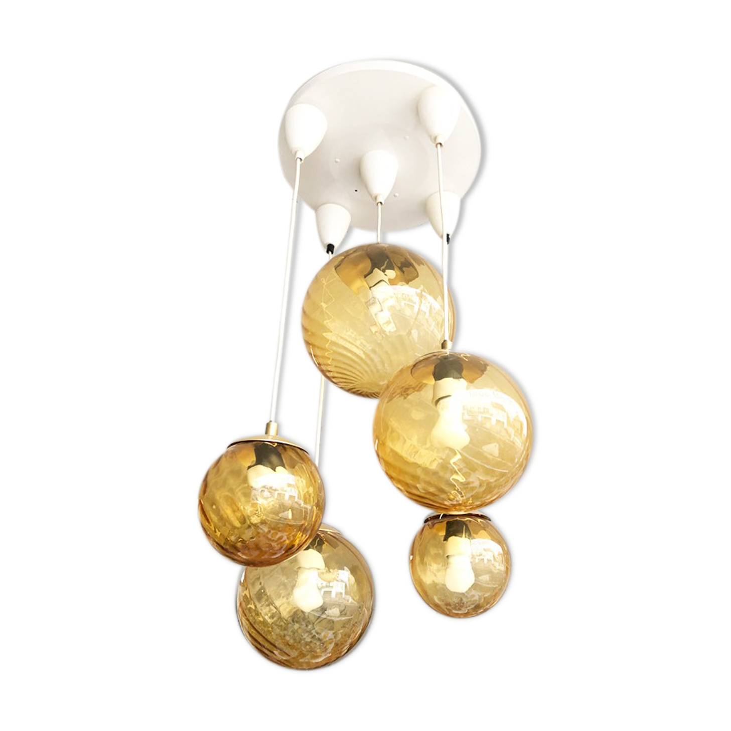 Ochre 5-ball pendant light, 1970