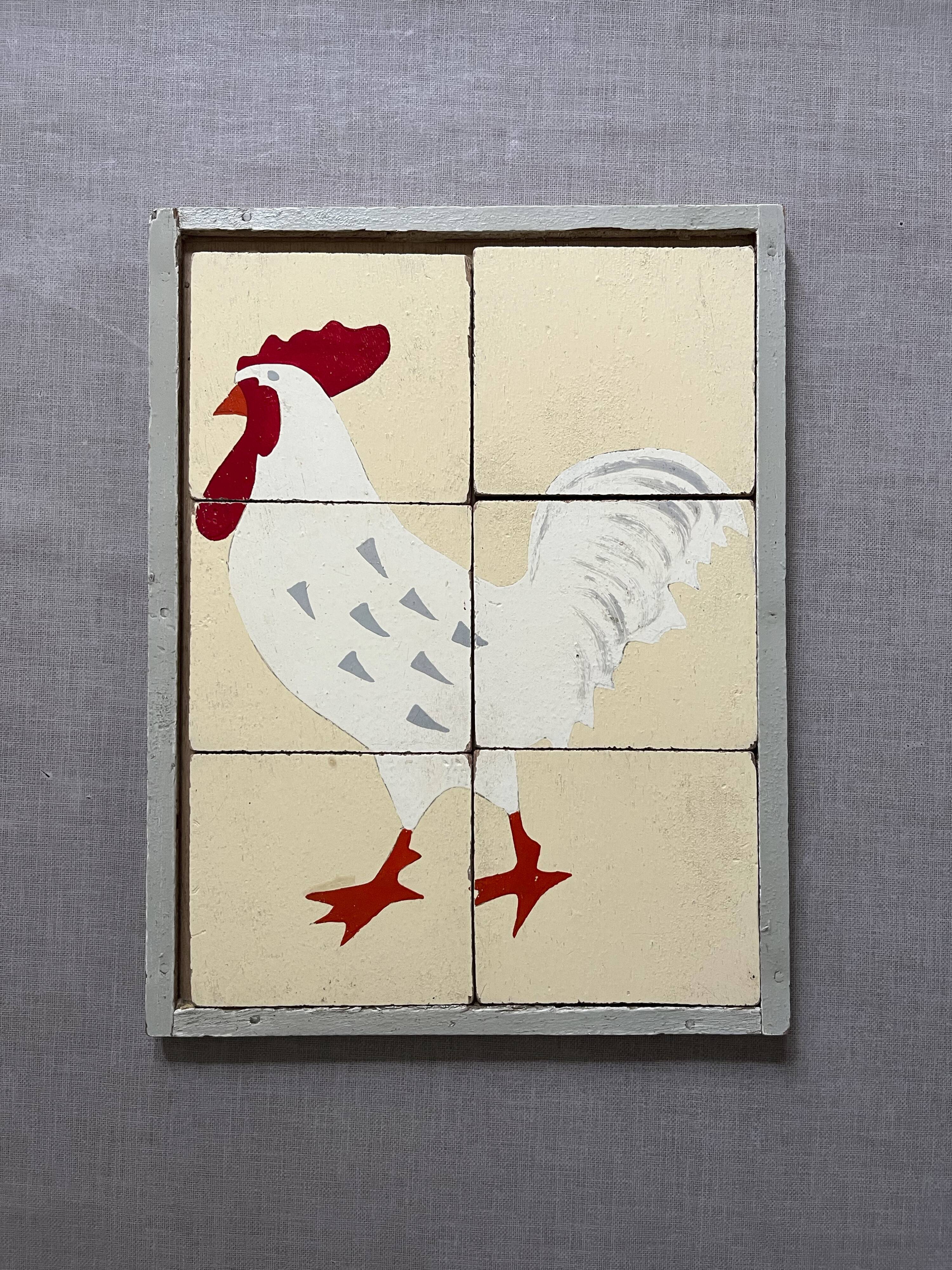 Wooden puzzle frame from the 30s/40s representing a rooster