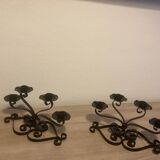 2 wrought iron candlesticks