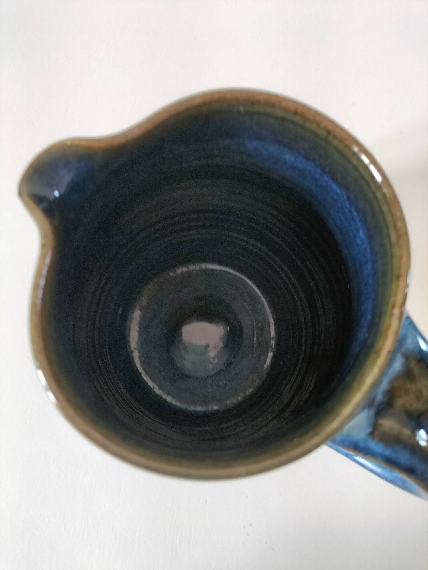 Blue glazed stoneware jug