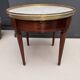 Louis XVI style bouillotte table in mahogany and white marble - Ø 60 cm