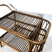 Vintage bamboo bar trolley from 50s. Made in Italy
