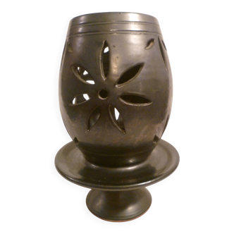 Vallauris black ceramic semaphore candlebar