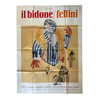 Affiche cinéma "Il Bidone" Federico Fellini, Giuliette Masina 120x160cm 1970