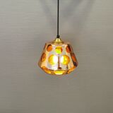 Hanging lamp, from the 80-90s, Danish Space Age style, and made of glass with a kind of alloy on.