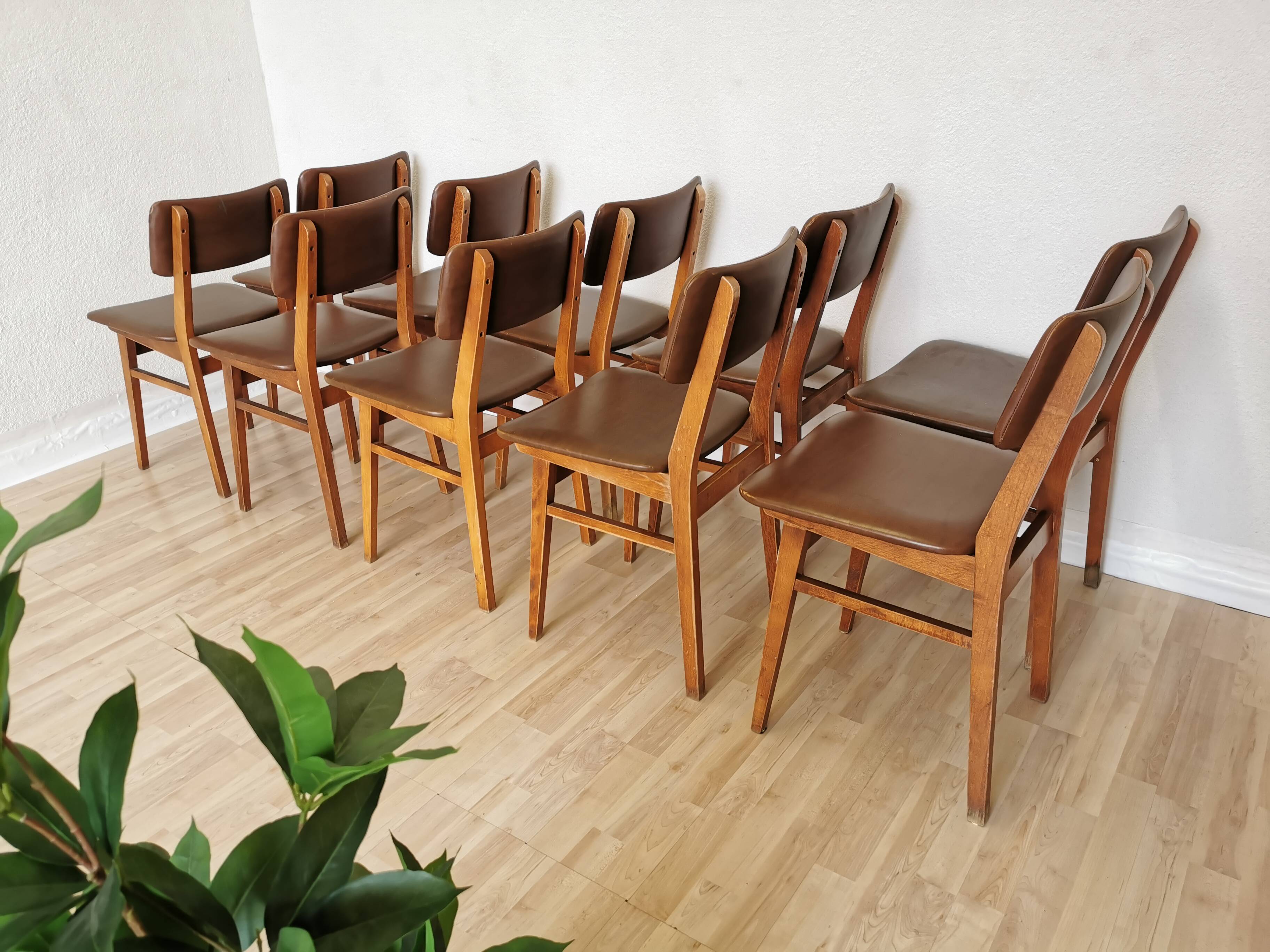 Vintage STOL Kamnik Dining Chair: 1970s Yugoslavian Mid-Century Leather Bis