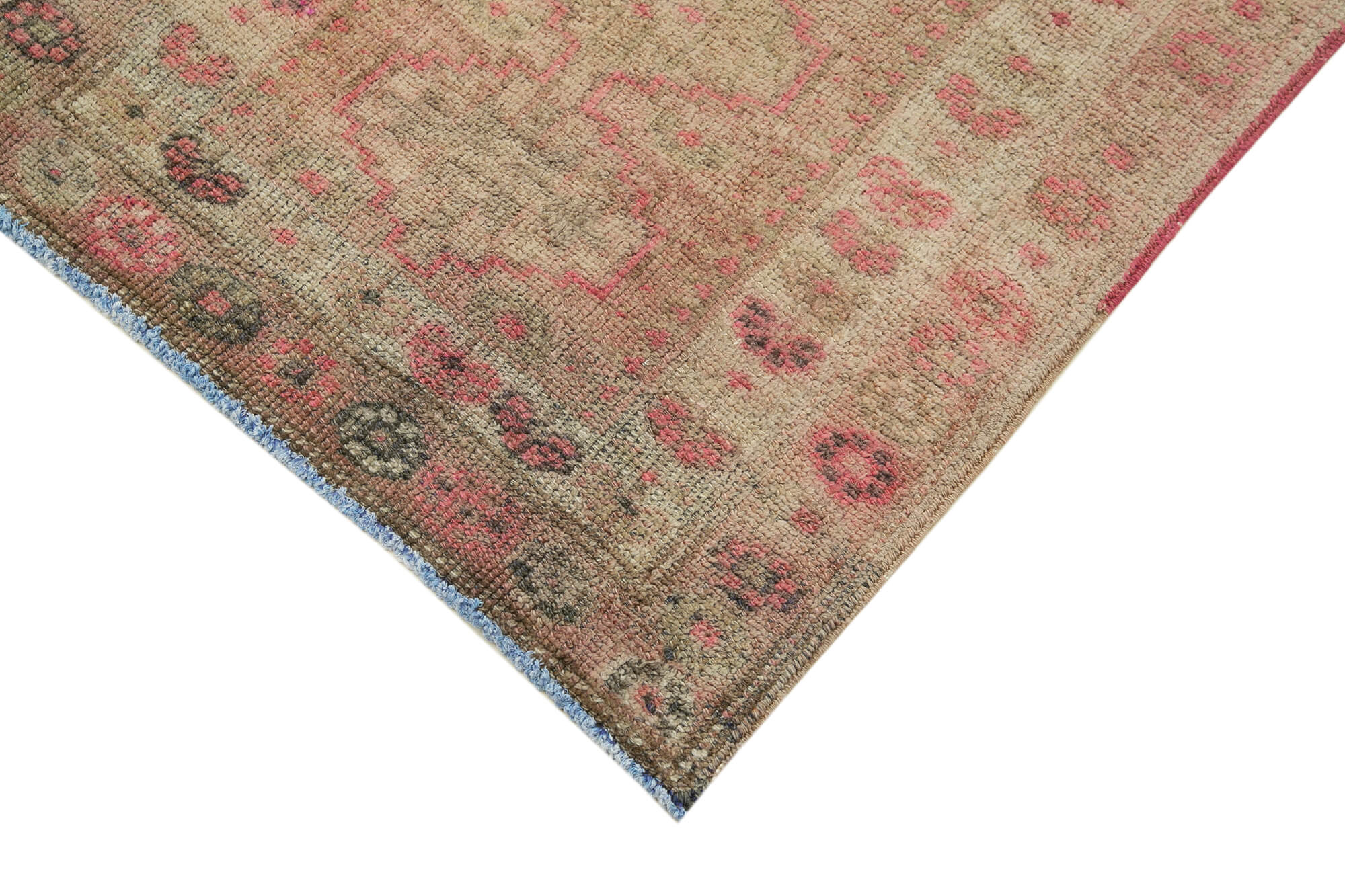 Handmade Vintage Oriental Beige Runner Carpet 77 cm x 331 cm