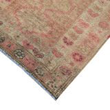 Handmade Vintage Oriental Beige Runner Carpet 77 cm x 331 cm