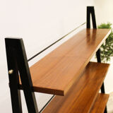 Scandinavian ladder shelves in teak and iron, Italy 50s