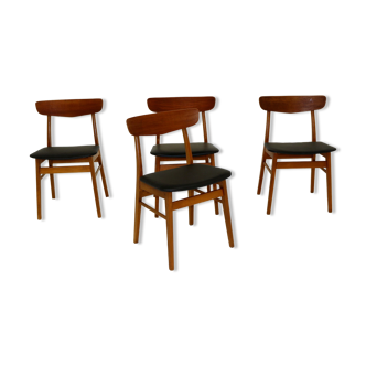 Set of 4 teak chairs, Denmark, 1960