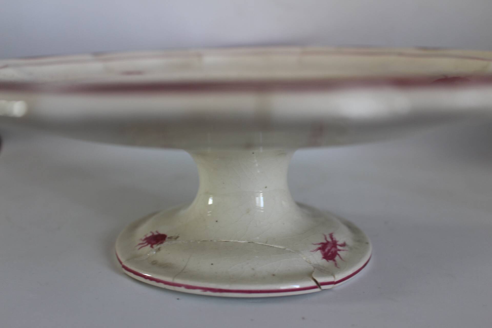 Service Gien "Paysage rose" original 2 plat à gateau + 8 assiette à dessert