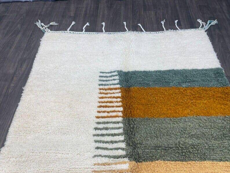 Tapis beni ouraine en laine pure fait main traditionnelle taille 1,4/2,6 m