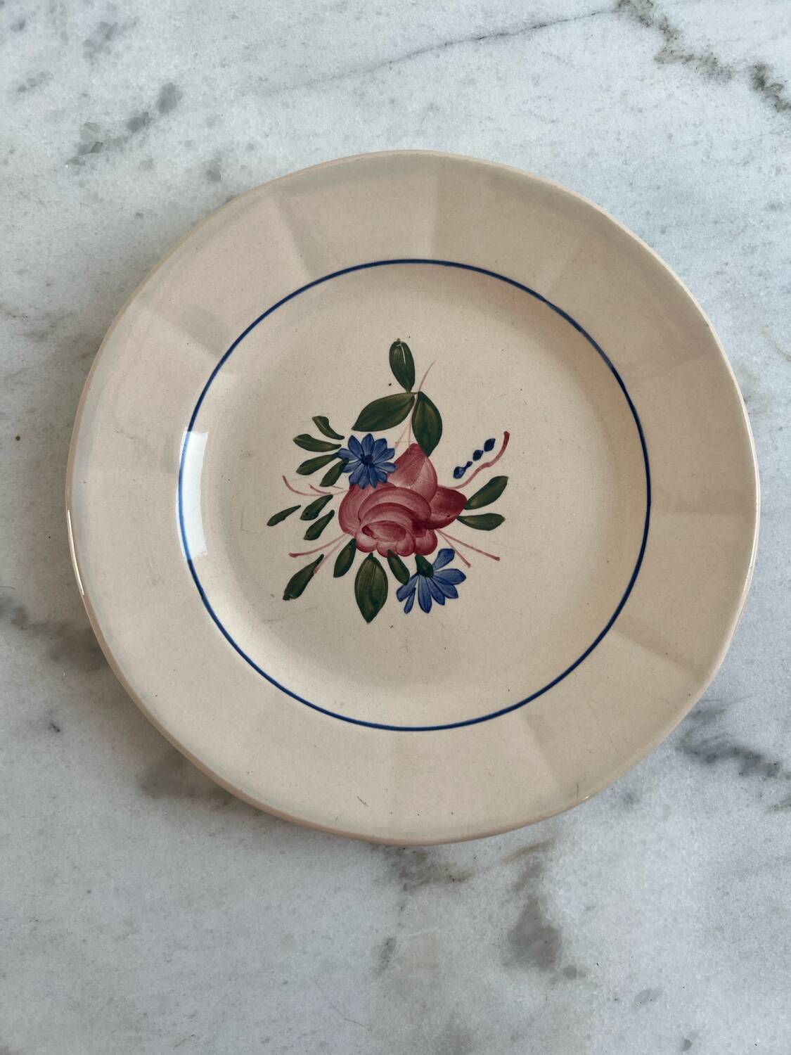 Set of 3 hand-painted dessert plates from Sarreguemines