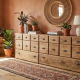 Grand Meuble de Métier en Pin à tiroirs