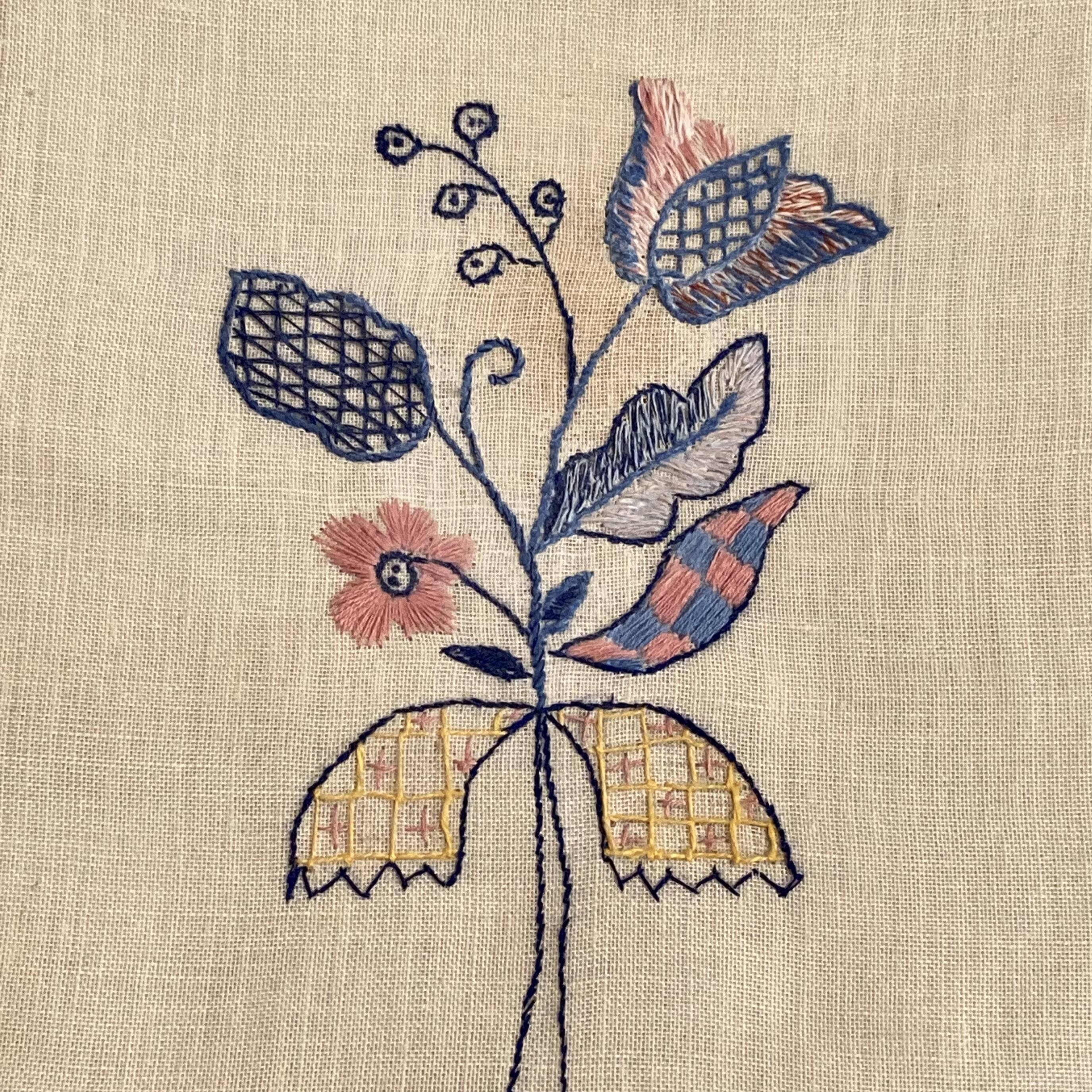 Applique embroidery, Scandinavian design, 1950s