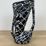 Spaghetti vase free form ceramic Vallauris 50s, red and black