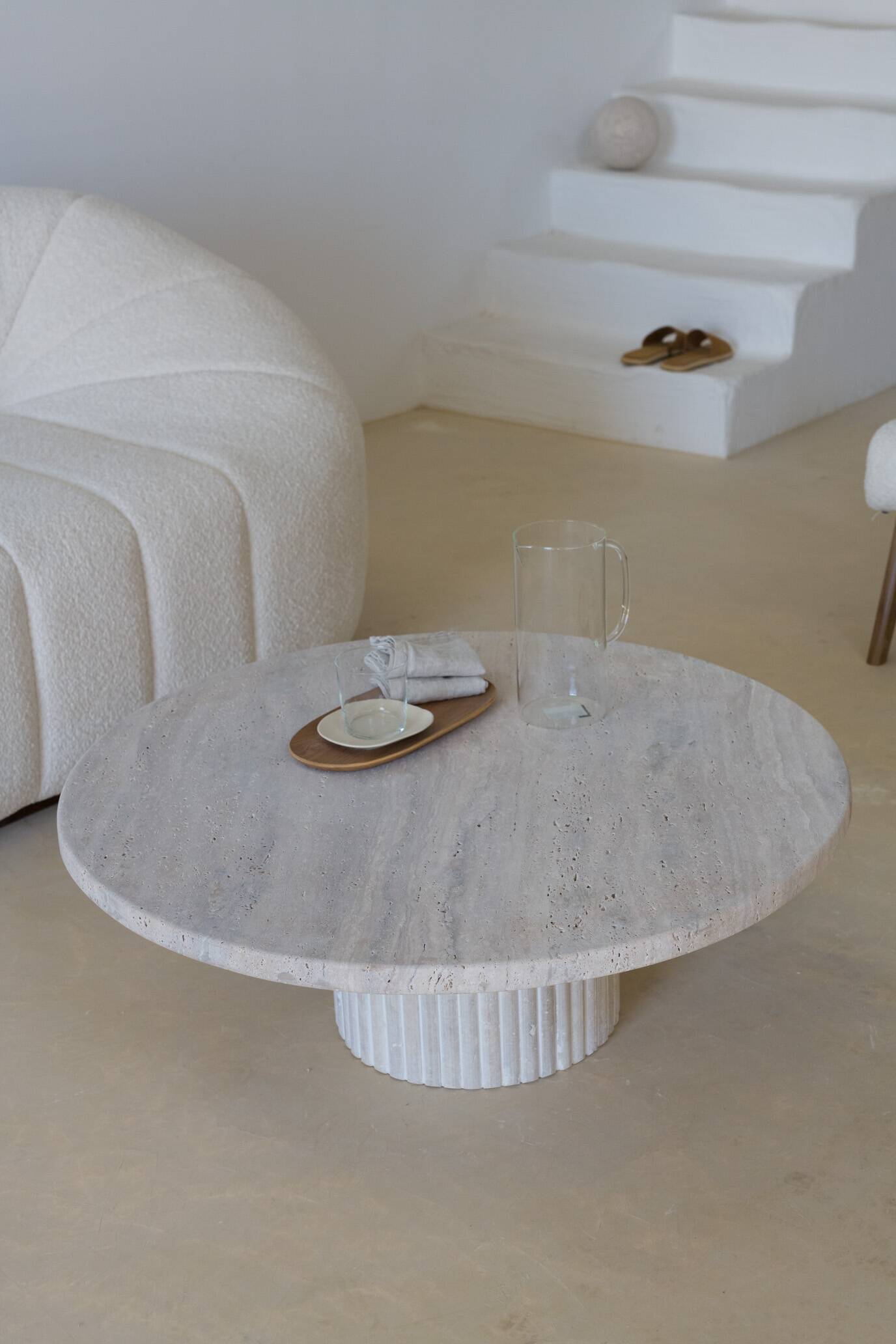 Omega Circular Coffee Table - Natural Travertine