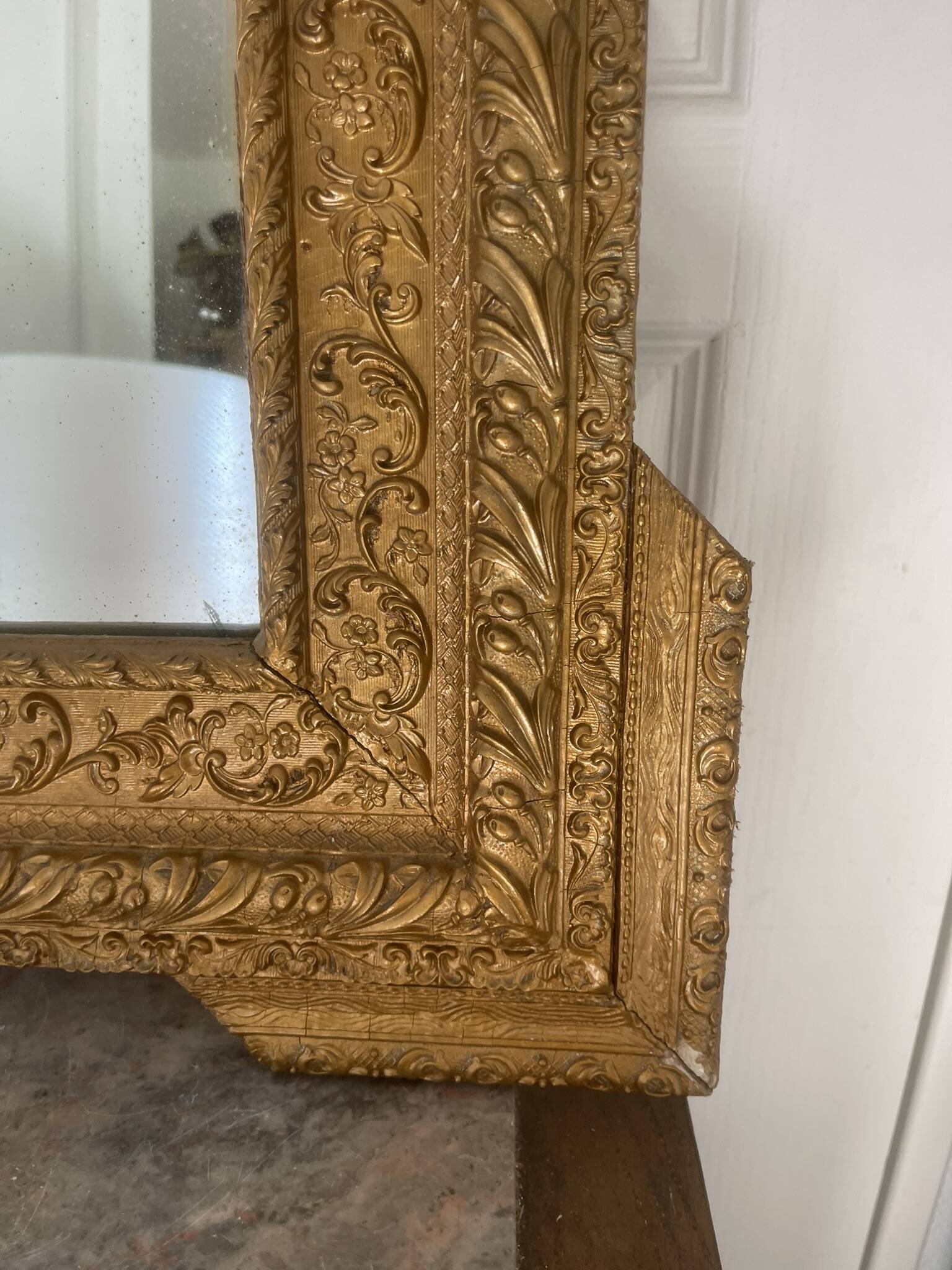 Antique Gilded Mercury Wall Mirror Napoleon III 71x57cm