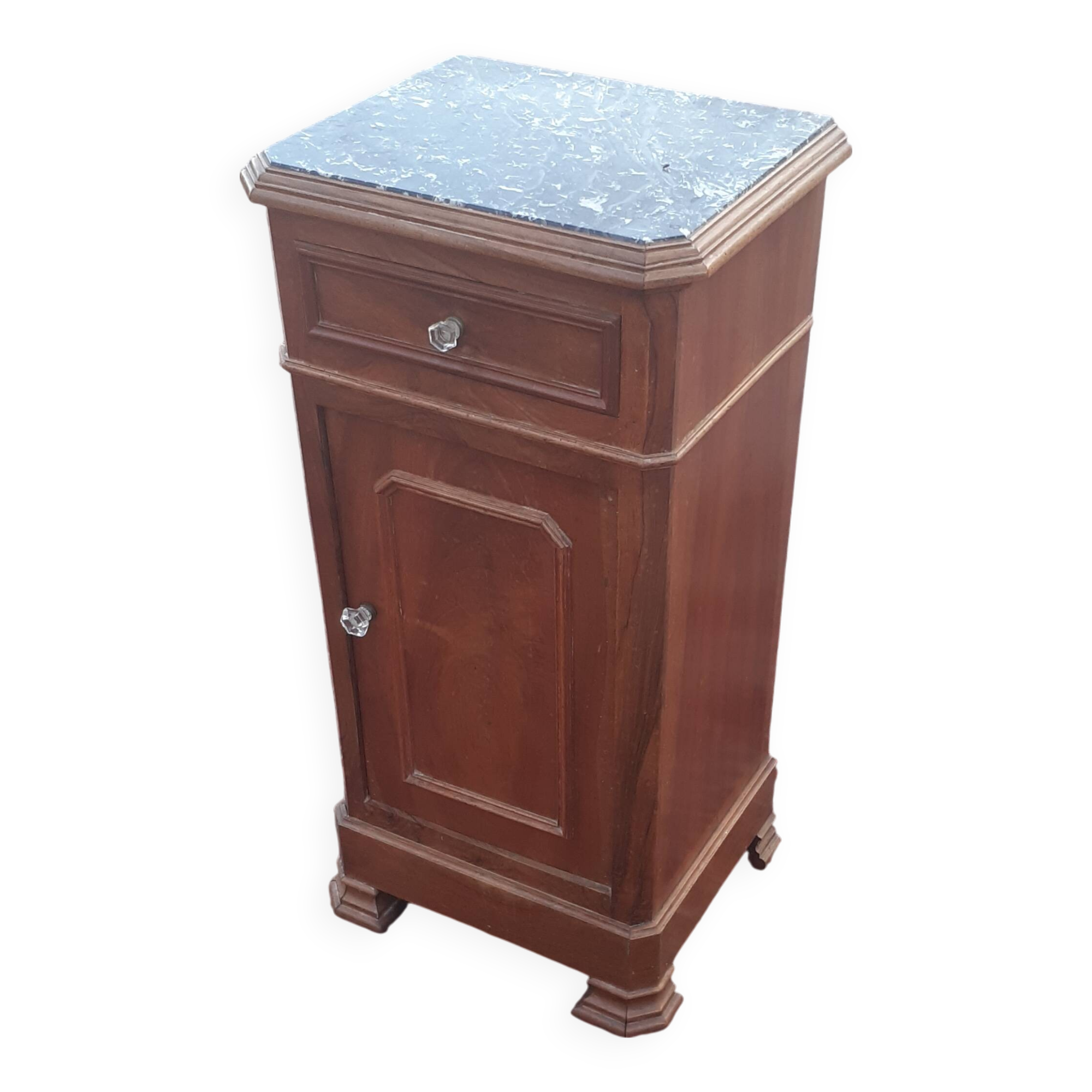 Louis Philippe style bedside table with black marble top