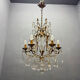 Large Gilded Florentine Tole and Crystal Chandelier, 1950s